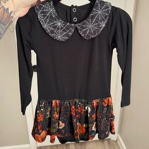 Spellbound soles fall floral faux embroidery + spider web collar bodysuit twirl